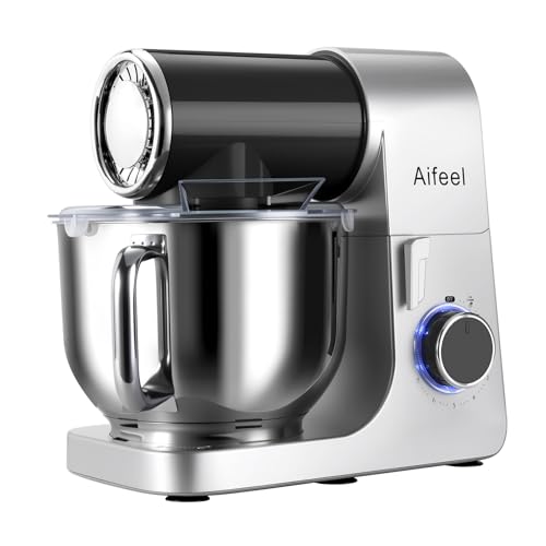 Aifeel Stand Mixer,6.5QT Tilt-Head Electric Stand Mixer,700W DC Motor with Low Noise,Kitchen Mixer with Dough Hook,Beater,Whisk,Dishwasher-Safe Attachments for Baking (Black)