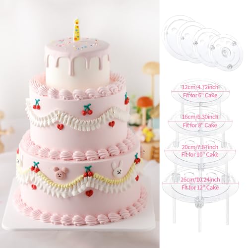 Cake Pin Sticks Set, 16 Pieces Plastic Cake Sticks Support Rods with 4 Cake Dividers for 6, 8, 10, 12 Inch Cakes, Plastic Cake Support Rods for Wedding Cake Building and Stacking (16)