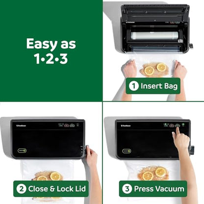 FoodSaver Vacuum Sealer Machine, Automatic Bag Detection, Sous Vide Friendly, with sealer bags, roll, handheld vacuum sealer, black