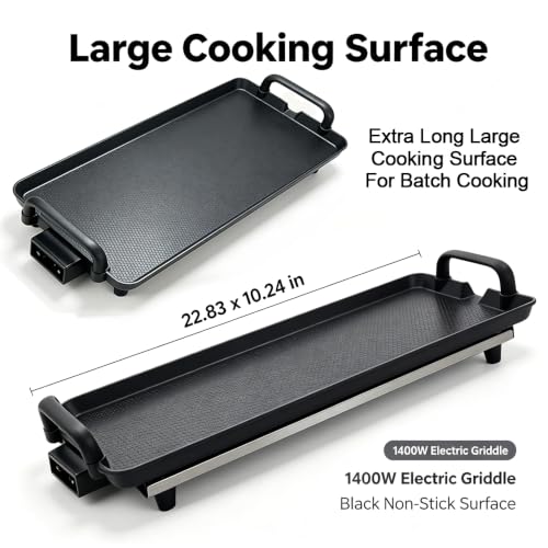 PineyPlace Electric Griddle for Bacon, Eggs, Pancake, Breakfast