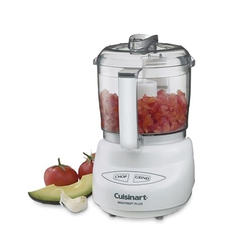 Cuisinart Mini-Prep Plus Food Processor, 3 Cup Mini Food Processor to Chop Herbs, Vegetables, and Hard Cheese, 3 Cup Work Bowl, Reversible Stainless Steel Blade, DLC-2A, White