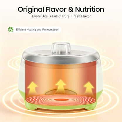 Yogurt Maker Electric, 1L Homemade Probiotic Yogurt Machine, Small Countertop Rice Wine Natto Maker, White Green