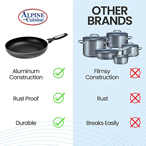 Alpine Cuisine Fry Pan 13-Inch Nonstick Coating Gray, Frying Pans Nonstick for Stove with Stay Cool & Comfortable Handle, Durable Nonstick Cookware, Ideal for Family