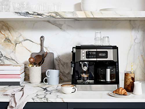 De'Longhi UPGRADED All-in-One Combination Coffee Maker & Espresso Machine + Advanced Adjustable Milk Frother for Cappuccino & Latte + Glass Coffee Pot 10-Cup, COM532M black
