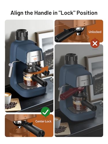 KEENSTAR 3.5Bar Espresso Machine with Milk Frother, 800W Compact Espresso and Cappuccino Maker, Preheating Function, 4-Cup Espresso Maker for Latte or Cappuccino, Gift for Coffee Lovers Upgrade