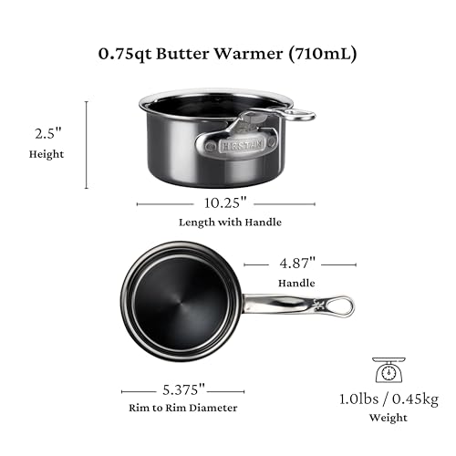 Hestan - NanoBond Collection - Stainless Steel Titanium Butter Warmer, Induction Cooktop Compatible, 0.75 Quart