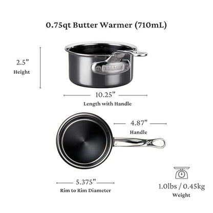 Hestan - NanoBond Collection - Stainless Steel Titanium Butter Warmer, Induction Cooktop Compatible, 0.75 Quart