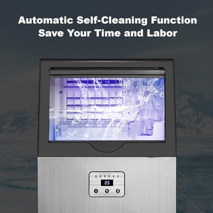 Amzgachfktch Commercial Ice Maker 100 Lbs/24H, Auto Self-Cleaning Ice Maker