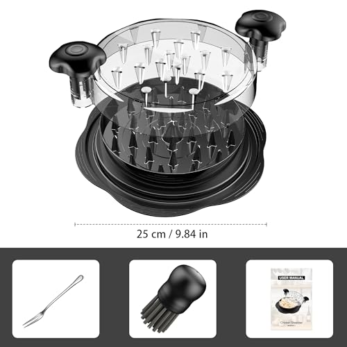 SURETIVIAN Chicken Shredder Tool Twist Large Chicken Breast Shredder with Brush&Fork, Visible Meat Shredder Machine, Strong Anti-Slip Strip, Ergonomic Handle, BPA Free, Suitable for Pork Beef Chicken