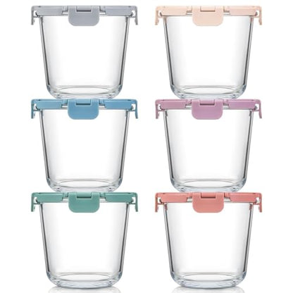 [UPGRADED LID] 6 Sets 3 Cup/24oz Borosilicate Glass Food Soup Containers with Lids, Meal Prep Storage Bowl Jars for Leftover Meal Lunch Oats Fruit Deli Salads - Microwave, Oven, Freezer Safe -BPA Free