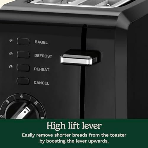 Cuisinart CPT-122BK 2-Slice Compact Plastic Toaster, Slots for Bagels & Bread, 7 Shade Settings, Cancel/Defrost/Reheat Functions, Removable Crumb Tray, Small Kitchen Appliance for Home & Office, Black
