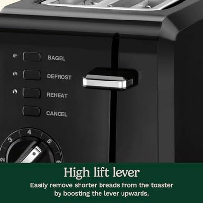 Cuisinart CPT-122BK 2-Slice Compact Plastic Toaster, Slots for Bagels & Bread, 7 Shade Settings, Cancel/Defrost/Reheat Functions, Removable Crumb Tray, Small Kitchen Appliance for Home & Office, Black
