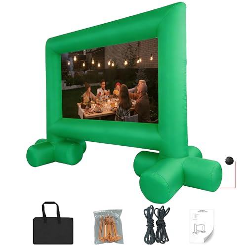 JumpYeah 14FT Green Stand Inflatable Projector Screen Movie Removeable Screen with Built-in Air Blower, Movie Screen for Night Family Parties