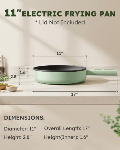 Topwit 11 Inch Electric Frying Pan, Non-Stick Electric Skillet