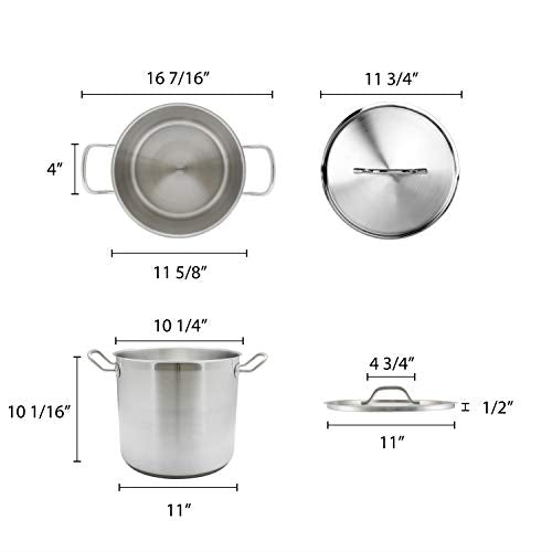 Thundergroup stainless steel stock pot with lid SLSPS016 16 quarts NSF certified