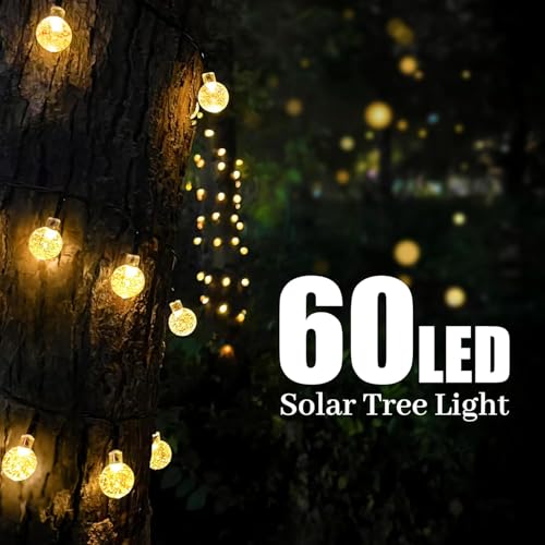 Solar String Lights, Small Crystal Ball ，Outdoor String Light 60 LED 40ft 8 Lighting Modes Waterproof Solar Powered Patio Solar Light for Garden Yard Porch Wedding Party Decor (Warm White)