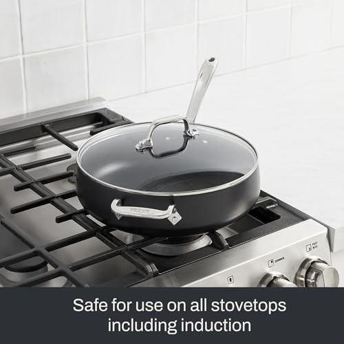 All-Clad HA1 Expert Hard Anodized Nonstick Sauté Pan with Lid (4 Qt, 12") Dishwasher-Friendly, Oven-Safe Up to 500°F & Compatible with All Stovetops (Gas, Electric & Induction) - Black