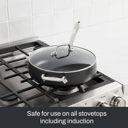All-Clad HA1 Expert Hard Anodized Nonstick Sauté Pan with Lid (4 Qt, 12") Dishwasher-Friendly, Oven-Safe Up to 500°F & Compatible with All Stovetops (Gas, Electric & Induction) - Black