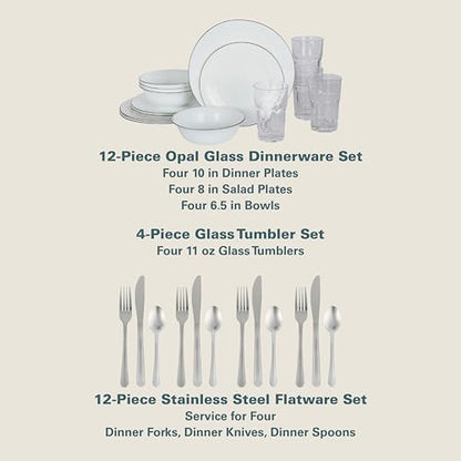 Gibson Home 74 Piece Kitchen in a Box Pots and Pans Cookware, Plates and Bowls Dinnerware, Cutlery Knife Block, Flatware Utensils, Tools & Gadgets, Storage, Glasses Set