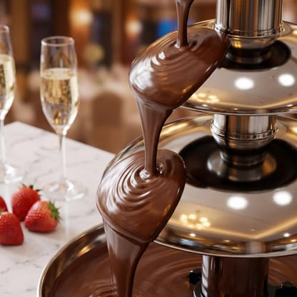 4 Tier Chocolate Fountain for Party, Stainless Steel Electric Chocolate Fondue Fountain Machine for Party