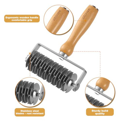 Lattice Pastry Cutter – Stainless Steel Roller Cutter with Wooden Handle for Pie, Beef Wellington, Pastry & Bread – Easy Lattice Pattern – Otawe
