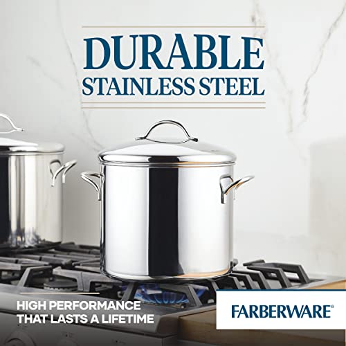 Farberware Classic Series Stainless Steel Induction 12 Quart Stock Pot with Lid, Silver