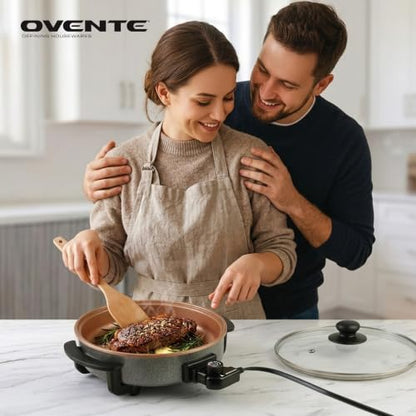 OVENTE Round Electric Skillet, 11.5" Nonstick Frying Pan, Copper SK11112CO