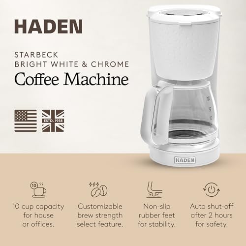 HADEN Starbeck Coffee Machine, 10 Cup Automatic Drip Coffee Maker