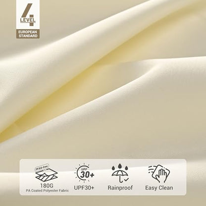 Yescom 13FT Large Heavy Duty Wooden Outdoor Patio Umbrella Solid German Beech Pole Parasol Rope Pulley 8 Rib for Deck Pool Porch Backyard Garden Market Bistro Table Beach Sun Shade,Ivory