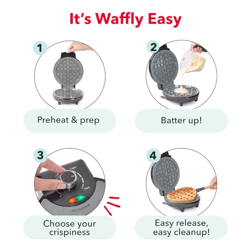 Dash Precision Crisp Belgian Waffle Maker, 8-Inch, Ceramic Nonstick, Black