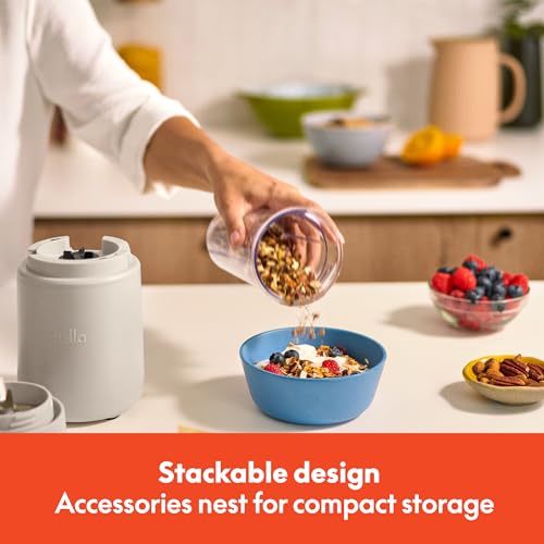 bella 6 Pcs Portable Rocket Blender, Juicer & Smoothie Maker, Press & Twist Design, EverGood™ & BPA Free Dishwasher Safe Parts, 4 Tip Stainless Steel Blade, Cord Wrap, 240 Watt Motor, Oatmilk