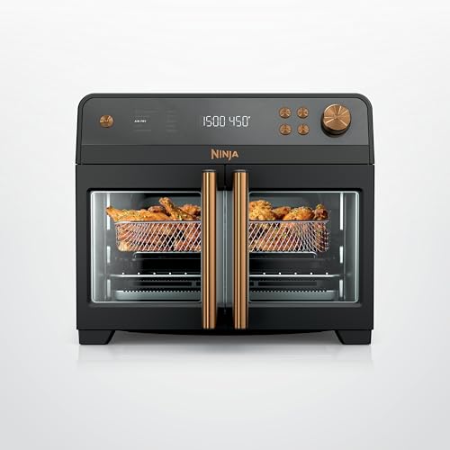 Ninja | French Door Premier Air fry Oven | 10-in-1 functions | 20.3-qt capacity | 5-qt Air Fry Basket, Sheet Pan, Wire Rack, Broil Rack | PFAS-free, Dishwasher-Safe Accessories | Black | FO101BK