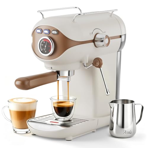 XIXUBX Espresso Machine, 20Bar Compact Espresso Maker with Milk Frother, PID Temperature Control, Low Vibration Coffee Maker for Small Kitchen, Home, Brews Latte, Cappuccino