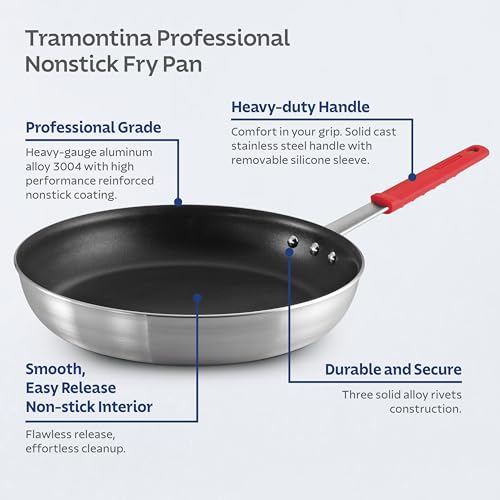 Tramontina Professional 14-Inch Non Stick Extra Large Frying Pan, Heavy-Gauge Aluminum Skillet with Reinforced Nonstick Coating, Red Handle, Dishwasher and Oven Safe