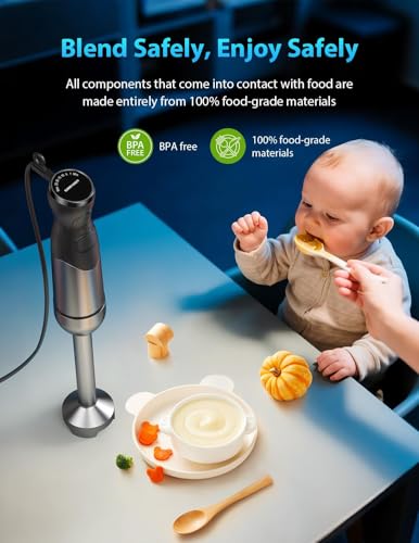 2026 New 1000W Immersion Blender Handheld – 25-Speed, Stainless Steel, Hand Blender, Corded Hand Mixer with Heavy-Duty Copper Brushless Motor & Gift Box (Black)