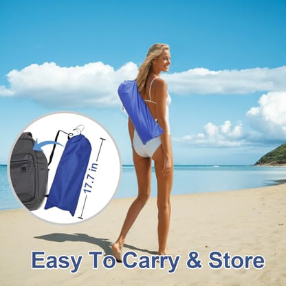 LOTTAFUN 6.5ft Beach Umbrella - Heavy Duty Wind Resistant UV 50+ Portable Sun Shade with Sand Anchor & Carry Bag, Outdoor Folding Umbrella for Beach, Pool, Patio, Garden (Dark Blue) No Tilt