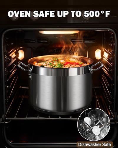 Cooks Standard Professional Stainless Steel Stock Pot with Lid, Cooking Pot for Pasta, Soup, Oven Safe, Dishwasher Safe, Cookware for Canning, Compatible with Most Stovetops, 8-Quart