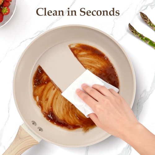 M MELENTA Pots and Pans Set Non Stick, Non-Toxic Ceramic Cookware Set, 11pcs Induction Cookware, Kitchen Cooking Set with Frying Pans, Saucepan, Stock Pot, PFOA Free & PFOS Free, Cream Color