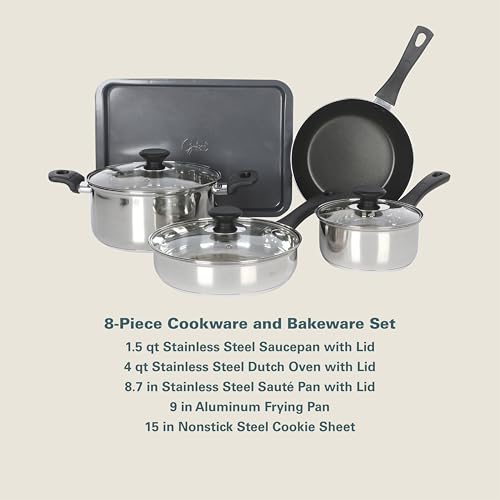 Gibson Home 74 Piece Kitchen in a Box Pots and Pans Cookware, Plates and Bowls Dinnerware, Cutlery Knife Block, Flatware Utensils, Tools & Gadgets, Storage, Glasses Set