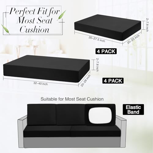 Newwiee 8 Pcs Stretch Patio Outdoor Cushion Covers Replacement,Black