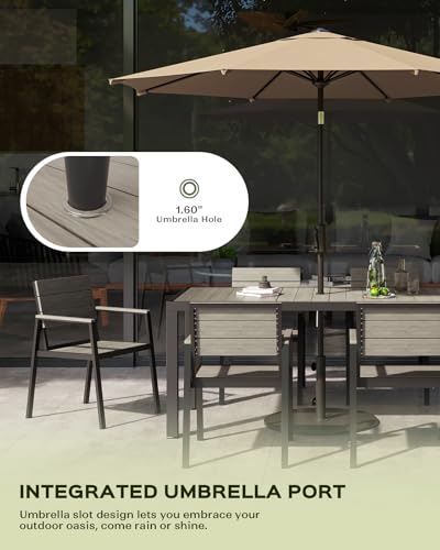Vexwalx Outdoor Dining Set, Aluminum Dining Table Set for 6, Patio Table and Chairs Set (7-Piece, Gray)