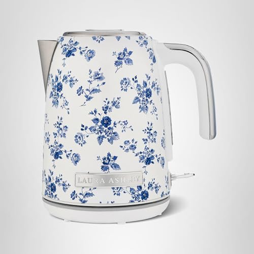 Laura Ashley Stainless Steel Electric Kettle 1.7 Liter - 1500W Rapid Boil Electric Kettles for Boiling Water - Electric Tea Kettles Automatic Shut Off - Overheat & Boil Dry Protection Jug Kettle