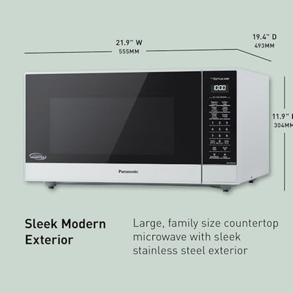 Panasonic NN-SN75LW cu.ft Cyclonic Inverter Countertop Microwave Oven 1250Watt Power with Genius Sensor Cooking, 1.6 cft, White