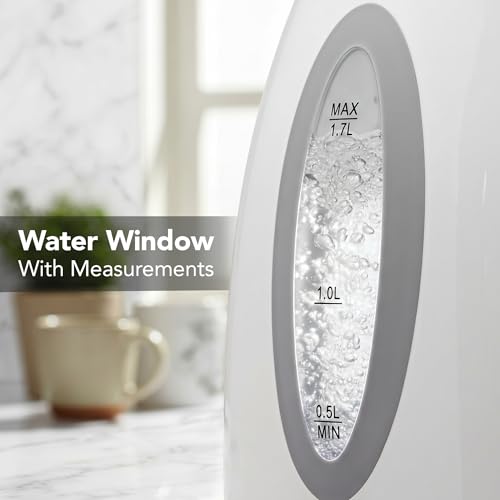 OVENTE 1.7L Electric Tea Kettle, Fast Boiling Water Heater, White KP72W