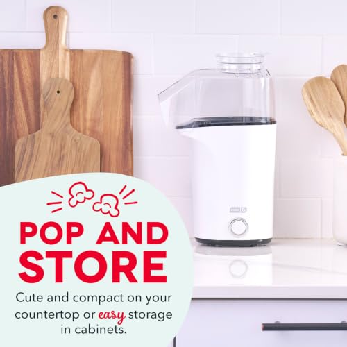 DASH Fresh Pop Popcorn Maker - Oil-Free, Air Popcorn Popper - With Measuring Cup & Recipe Guide - Perfect for Movie Nights - 16 Cups, White