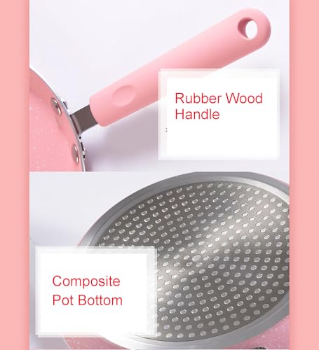 YIKANGHENG Small Frying Pan, 7 Inch Pink Iron Medical Stone Pan with Nonstick Coating for Kitchen an Outdoor of Fried Eggs, Cakes and Breads (18cm)
