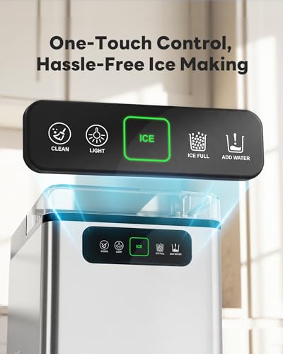 SenCre Nugget Ice Maker Countertop 40Lbs/24H Soft Chewable Ice Machine Pellet Crushed Ice Makers, One-Click Operation Auto Self-Cleaning Stainless Steel with Scoop for Home Kitchen Office, Silver