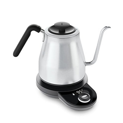 OXO Brew Adjustable Temperature Pour Over Kettle, 1 L, Gooseneck Electric Kettle, Stainless Steel with Timer