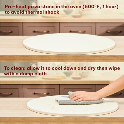 Colenza Extra Large Pizza Stone For Oven Approximately 18 Inch (17.8 Inch) - Durable Ceramic Pizza Stone, Heat Resistant up to 1,472°F, Perfect for Homemade Pizza, Bread and More