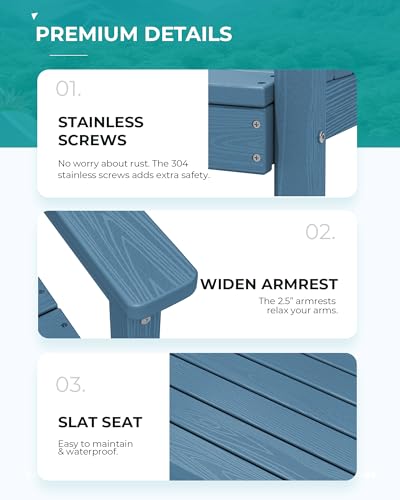 SERWALL 5 Pcs HDPE Patio Dining Set, Outdoor Dining Set for 4, Blue